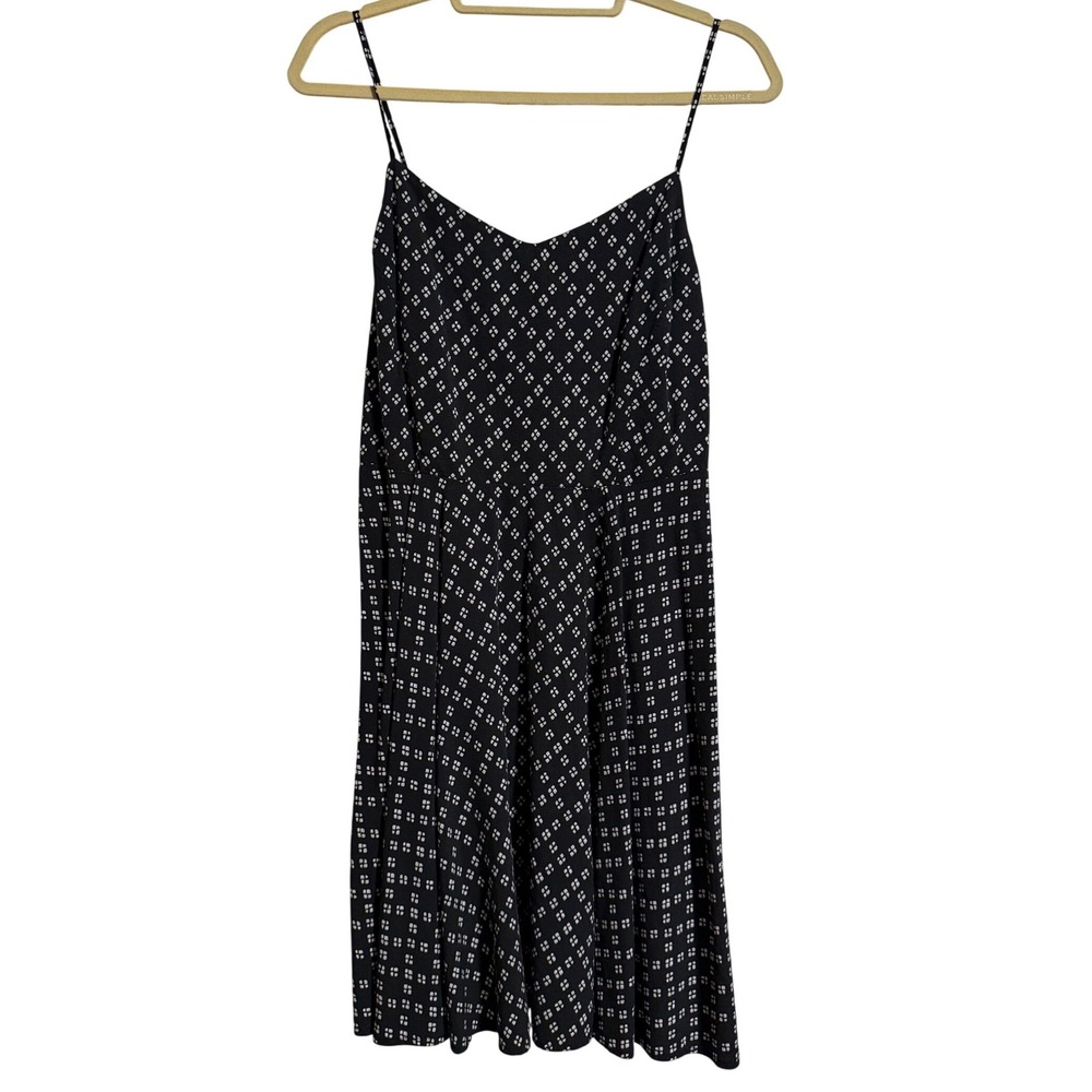 Old Navy The Cami Dress Black White Geometric Diamond Print XL Smocked Back